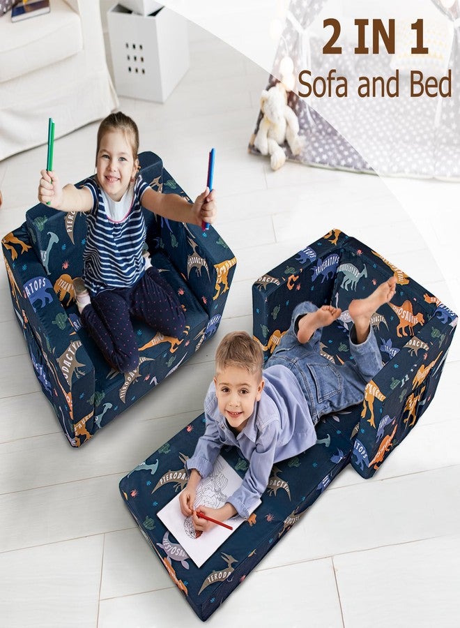 Beavtaens Kids Couch, 2-in-1 Kids Fold Out Couch, Convertible Kid Sofa to Lounger for Girls and Boys, Soft Toddler Chairs Comfy 1-3 Years Old (Dinosaur) - Image 3