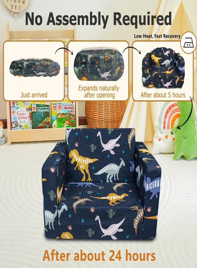 Beavtaens Kids Couch, 2-in-1 Kids Fold Out Couch, Convertible Kid Sofa to Lounger for Girls and Boys, Soft Toddler Chairs Comfy 1-3 Years Old (Dinosaur) - Image 2