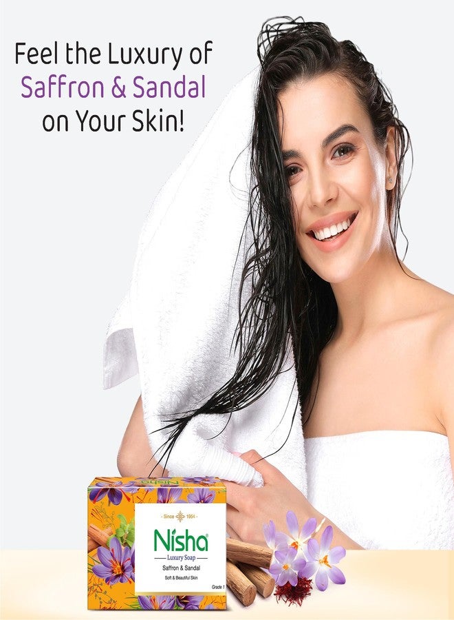 نيشا صابون نيشا الفاخر بالزعفران لبشرة ناعمة وجميلة، عبوة صابون استحمام مكونة من 5 قطع (100 غرام) - Image 3