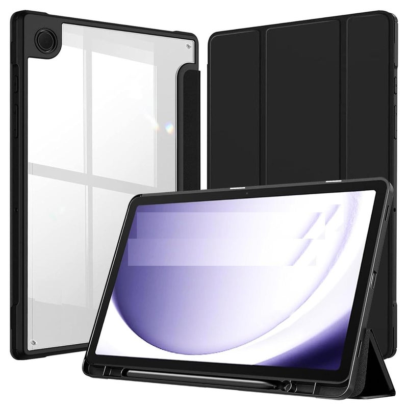 Cover for Samsung Galaxy Tab A9  Cover Case 8.7 inch, Hybrid Shell Cover Case Tablet Coverwith Transparent Back - BLACK