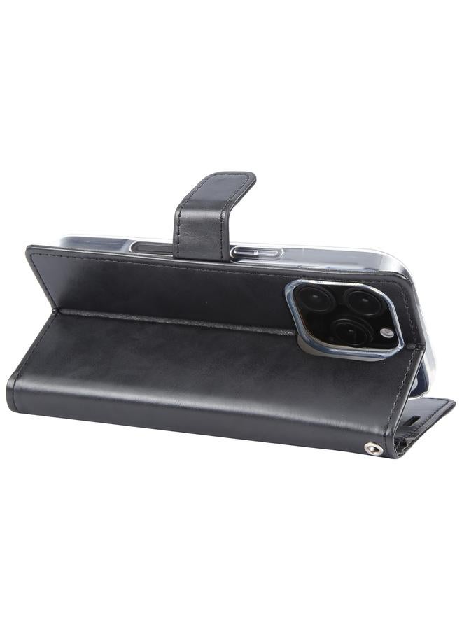 GOOSPERY Case For iPhone 16 Pro Max BLUE MOON Crazy Horse Texture Leather Phone Case - Image 3