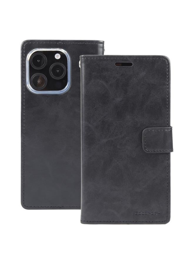 GOOSPERY Case For iPhone 16 Pro Max BLUE MOON Crazy Horse Texture Leather Phone Case - Image 2