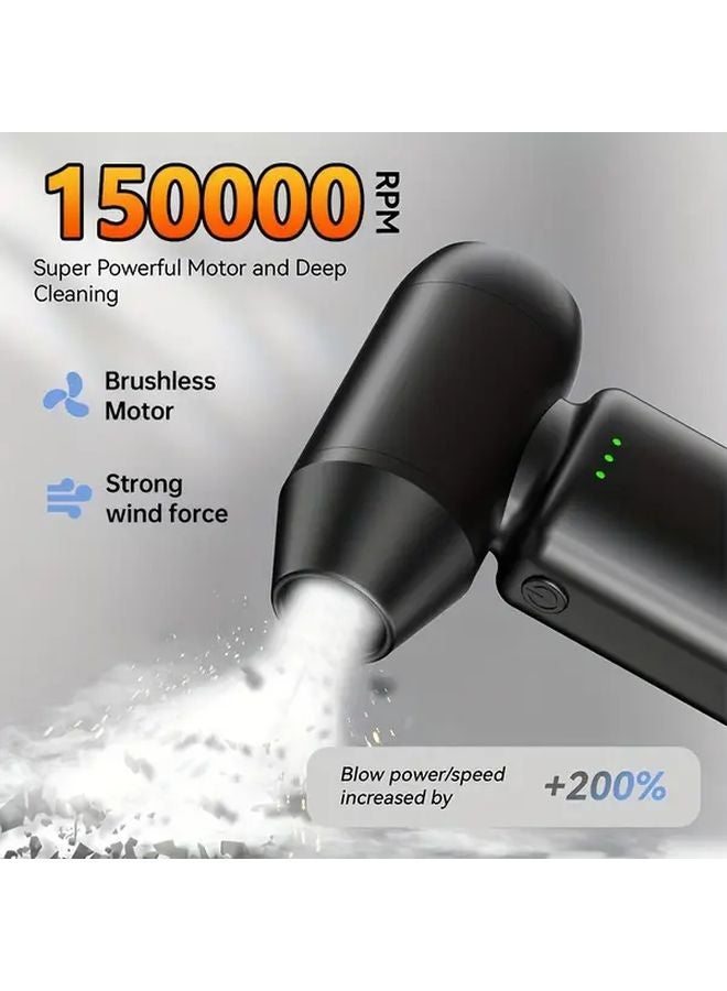 مروحة دوارة محمولة متعددة الوظائف - منظف غبار قوي محمول - شحن عبر USB - 4 سرعات - Image 3