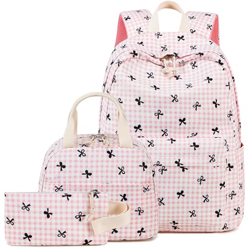 LEDAOU Backpack for Girls Kids School Bookbag Lightweight Teen Backpack Set Daypack with Lunch Bag and Pencil Case - Image 1