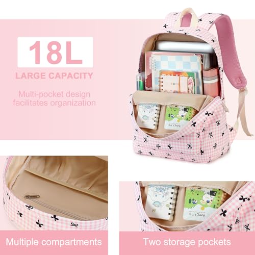 LEDAOU Backpack for Girls Kids School Bookbag Lightweight Teen Backpack Set Daypack with Lunch Bag and Pencil Case - Image 5