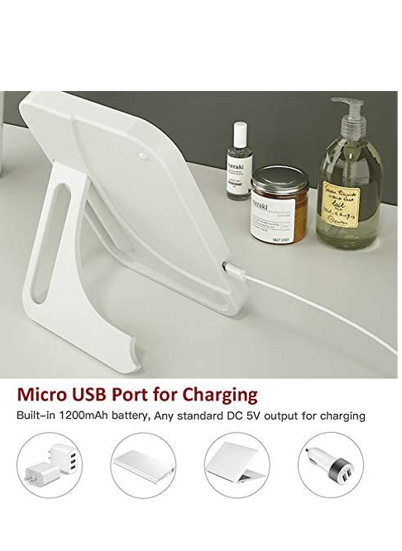 SYOSI Makeup Mirror with Light and Magnifying,  Lighted Vanity with Touch Screen Dimmable, Intelligent Switch, Portable and Foldable Stand Makeup Mirror for Tabletop, Bathroom (3 Color)  - Image 5