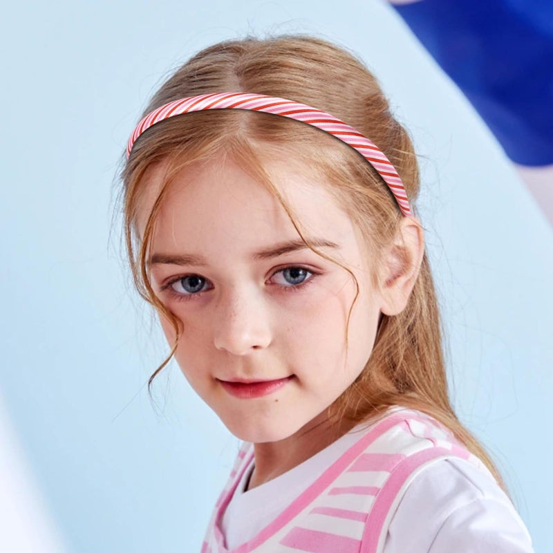 Fishdown Headbands for Girls 9Pcs Thin Head Bands for Children Skinny Hairbands Heart Headband Toddler Floral Fabric for Kids Party Favors - Image 4