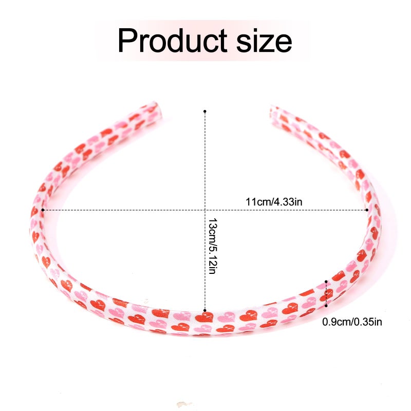 Fishdown Headbands for Girls 9Pcs Thin Head Bands for Children Skinny Hairbands Heart Headband Toddler Floral Fabric for Kids Party Favors - Image 2