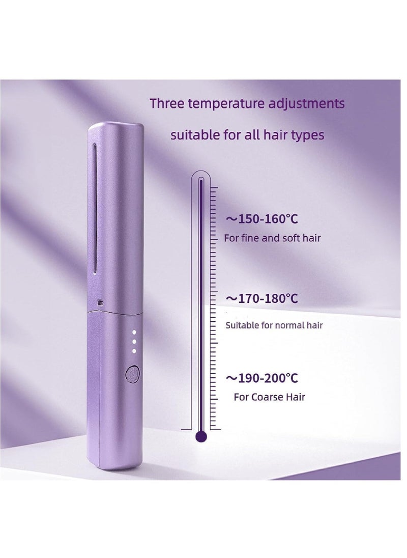 ELTRAZONE Rechargeable Mini Hair Straightener, Portable Cordless Hair Straightener,Electric Hot Comb Hair Straightener, Negative Ion Hair Straightener Brush, Travel Flat Iron for Hair Mini Cordless (Purple) - Image 3