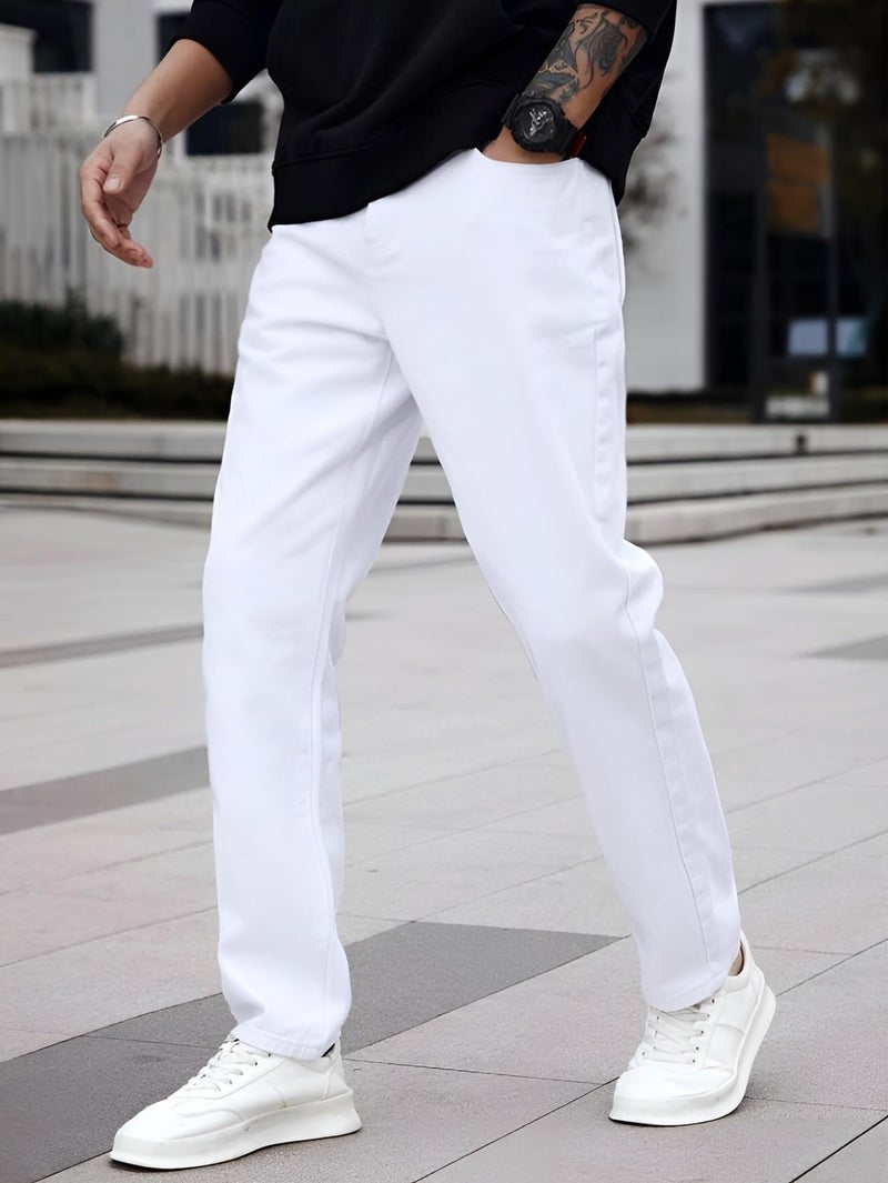 Ben Martin Men's Slim Fit Stretchable 32 Size White Cotton Denim Mid Rise Jeans Pant for Men, JJ3-23 - Image 4