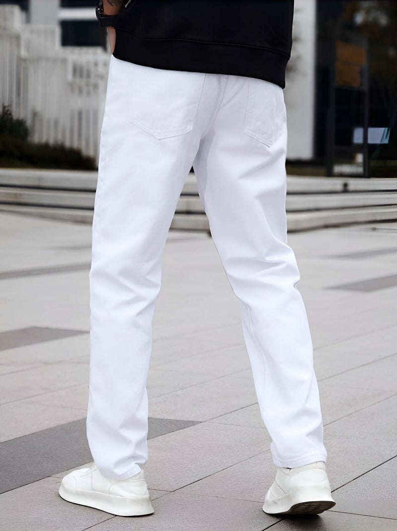 Ben Martin Men's Slim Fit Stretchable 32 Size White Cotton Denim Mid Rise Jeans Pant for Men, JJ3-23 - Image 2