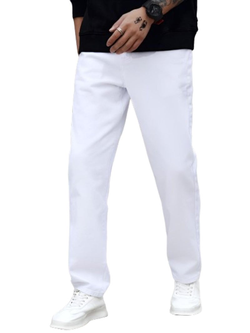 Ben Martin Men's Slim Fit Stretchable 32 Size White Cotton Denim Mid Rise Jeans Pant for Men, JJ3-23 - Image 1