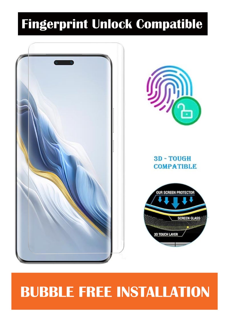 For Honor Magic 6 Pro - UV Advanced Premium Tempered Glass Screen Protector Guard , Full Adhesive UV Curved Case Friendly HD Clarity With Installation Kit - Image 2