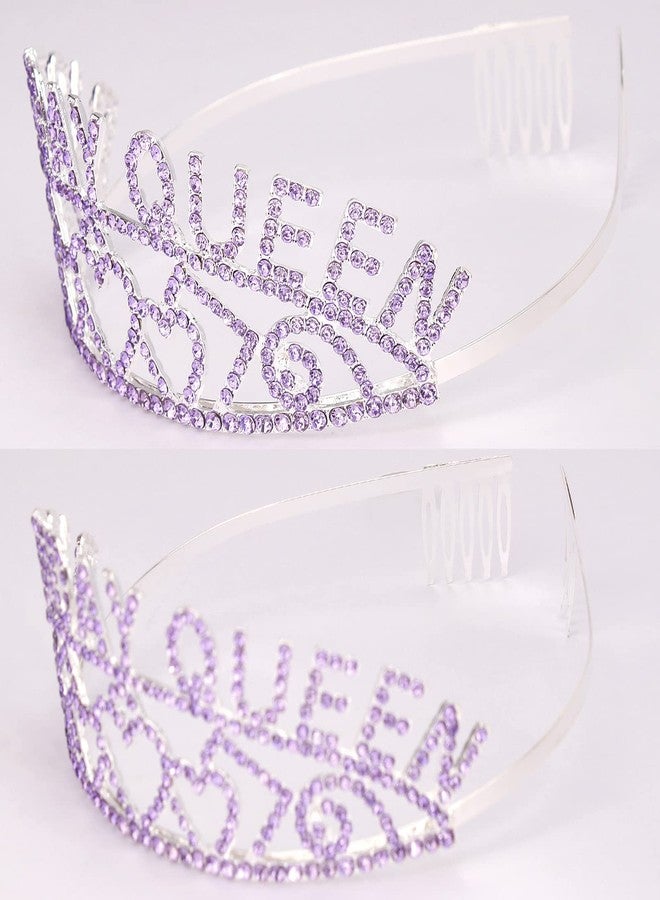 كافتي تاج ووشاح الملكة الأرجواني من كافيتي - تاج ووشاح عيد ميلاد، هدايا حفلات لامعة للنساء (حروف متعددة الألوان) - Image 5