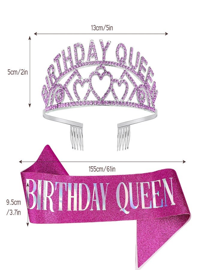 كافتي تاج ووشاح الملكة الأرجواني من كافيتي - تاج ووشاح عيد ميلاد، هدايا حفلات لامعة للنساء (حروف متعددة الألوان) - Image 3