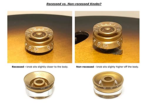 Vintage Forge Black Top Hat Bell Knobs Compatible with Gibson Les Paul Electric Guitar (Set of 4) Fits 24 Fine-Spline USA (Imperial) Split Shaft Pots Recessed RB24US-BLK4 - Image 4