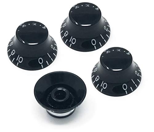Vintage Forge Black Top Hat Bell Knobs Compatible with Gibson Les Paul Electric Guitar (Set of 4) Fits 24 Fine-Spline USA (Imperial) Split Shaft Pots Recessed RB24US-BLK4 - Image 3