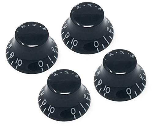 Vintage Forge Black Top Hat Bell Knobs Compatible with Gibson Les Paul Electric Guitar (Set of 4) Fits 24 Fine-Spline USA (Imperial) Split Shaft Pots Recessed RB24US-BLK4 - Image 5