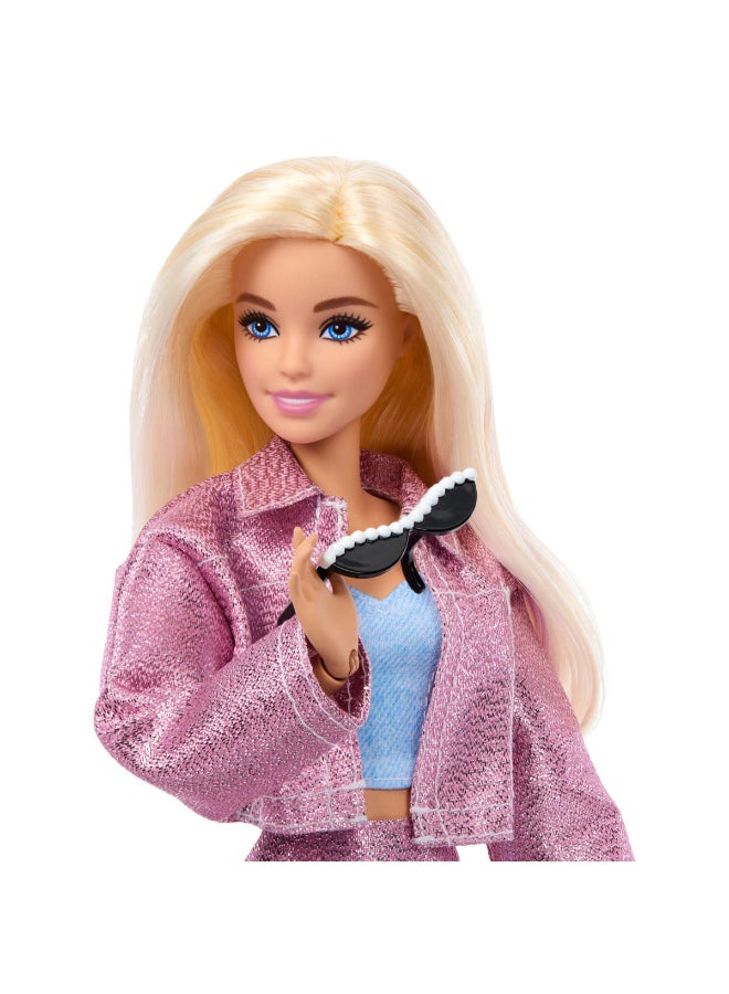 Barbie Deluxe Style Doll in Metallic Pink Barbiecore Skirt and Jacket, 4 Fashions, 4 Accessories, 4 Interchangeable Hands, 2 Shoes & Color Change Hair​​ - Image 2