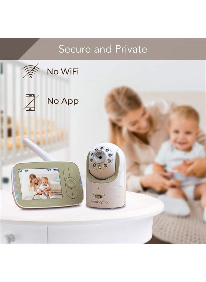 Infant Optics - DXR-8 Non-Wifi Video Baby Monitor with Camera and Audio - Interchangeable Optical Lenses, Night Vision, Remote Temperature Sensor, Pan/Tilt/Zoom, Hack-proof Connection - Image 1