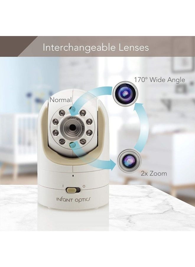 Infant Optics - DXR-8 Non-Wifi Video Baby Monitor with Camera and Audio - Interchangeable Optical Lenses, Night Vision, Remote Temperature Sensor, Pan/Tilt/Zoom, Hack-proof Connection - Image 1