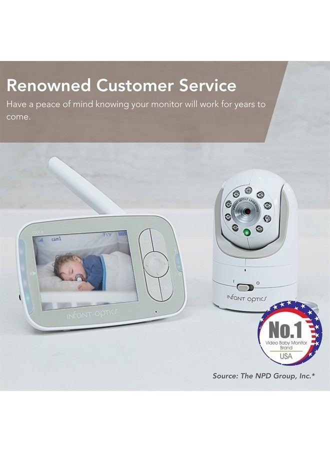 Infant Optics - DXR-8 Non-Wifi Video Baby Monitor with Camera and Audio - Interchangeable Optical Lenses, Night Vision, Remote Temperature Sensor, Pan/Tilt/Zoom, Hack-proof Connection - Image 1