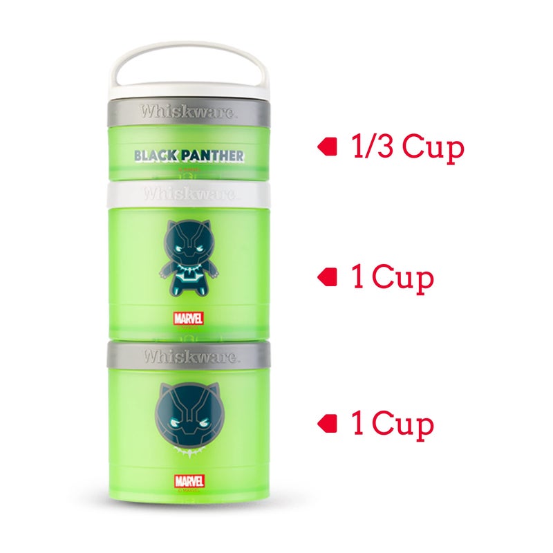 Whiskware Marvel Stackable Snack Containers for Babies, Kids, and Toddlers, 3 Stackable Snack Cups for School or Travel, Formula and Cupholder Friendly, Captain America - Image 2