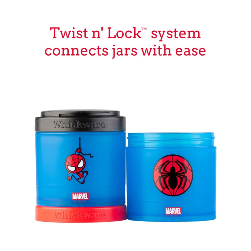 Whiskware Marvel Stackable Snack Containers for Babies, Kids, and Toddlers, 3 Stackable Snack Cups for School or Travel, Formula and Cupholder Friendly, Captain America - Image 3