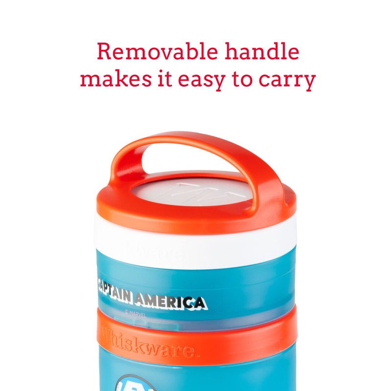 Whiskware Marvel Stackable Snack Containers for Babies, Kids, and Toddlers, 3 Stackable Snack Cups for School or Travel, Formula and Cupholder Friendly, Captain America - Image 4