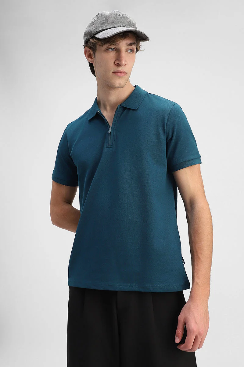 SNITCH Zipper Stretch Polo T-Shirt