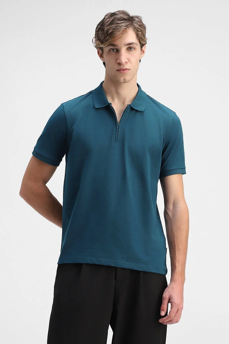 سنيتش تيشيرت بولو مطاطي بسحاب