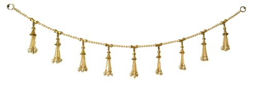CANVASS Traditional White Gold Zula Pearl Beads Handmade Door HangingBandarwalToran for Door Traditional Bandarwal for Door 1 Meter Length Multicolour Medium - Image 5