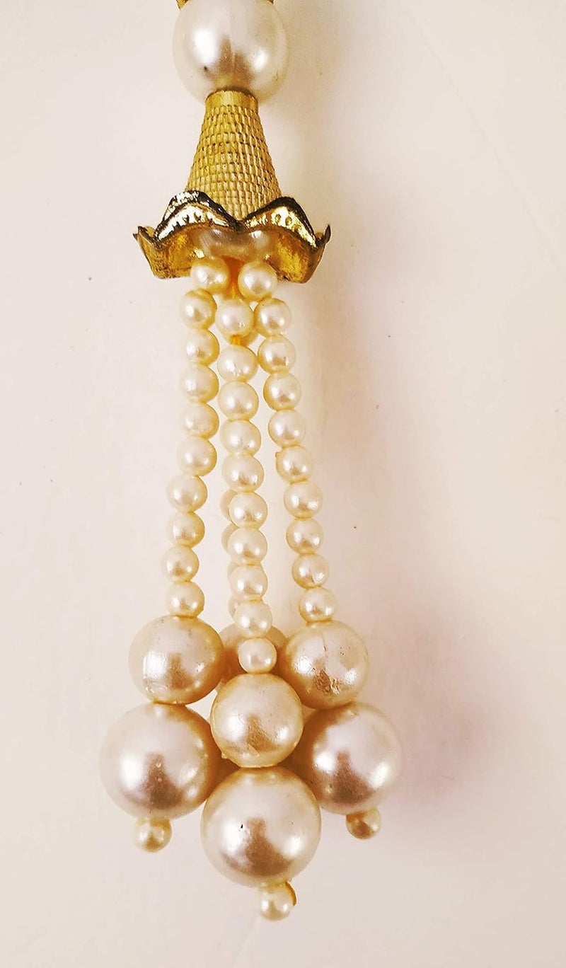 CANVASS Traditional White Gold Zula Pearl Beads Handmade Door HangingBandarwalToran for Door Traditional Bandarwal for Door 1 Meter Length Multicolour Medium - Image 2