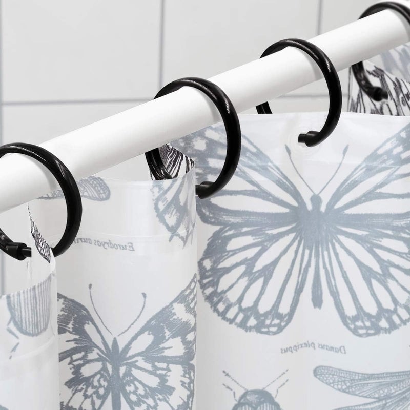 Qulable 12 Packs Circular Shower Curtain Rings, Plastic Curtain O Rings Hooks for Bathroom, Glide Easily on Bathroom Shower Rod - Image 2