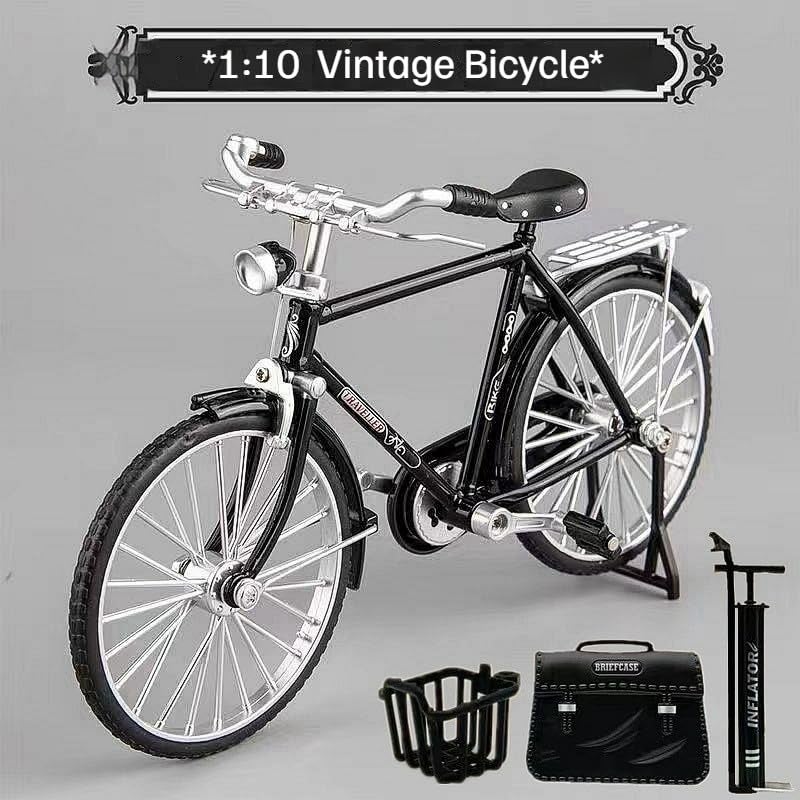 Munyee Hua Vintage Bicycle Model Collection, 1:10 Scale, Chinese Renaissance Elements, Adult, Pedal Bike with Accessories Set (Green Set) - Image 4