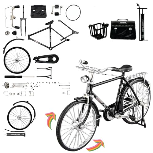 Munyee Hua Vintage Bicycle Model Collection, 1:10 Scale, Chinese Renaissance Elements, Adult, Pedal Bike with Accessories Set (Green Set) - Image 1