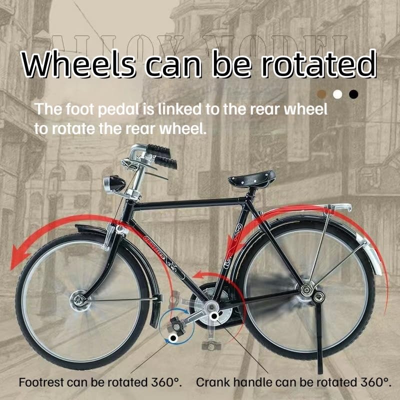 Munyee Hua Vintage Bicycle Model Collection, 1:10 Scale, Chinese Renaissance Elements, Adult, Pedal Bike with Accessories Set (Green Set) - Image 5