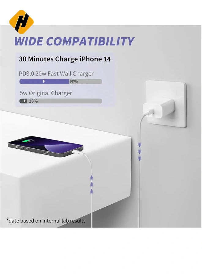HuHa - i.Phone Charger Fast Charging,[MFi Certified] 2Pack 20W Type C Fast Charger Block with 6FT USB C Charger Cable Compatible for i.Phone 14/13/12/11 Pro Max/11/Xs Max/XR/X,i.Pad,AirPods Pro - Image 1