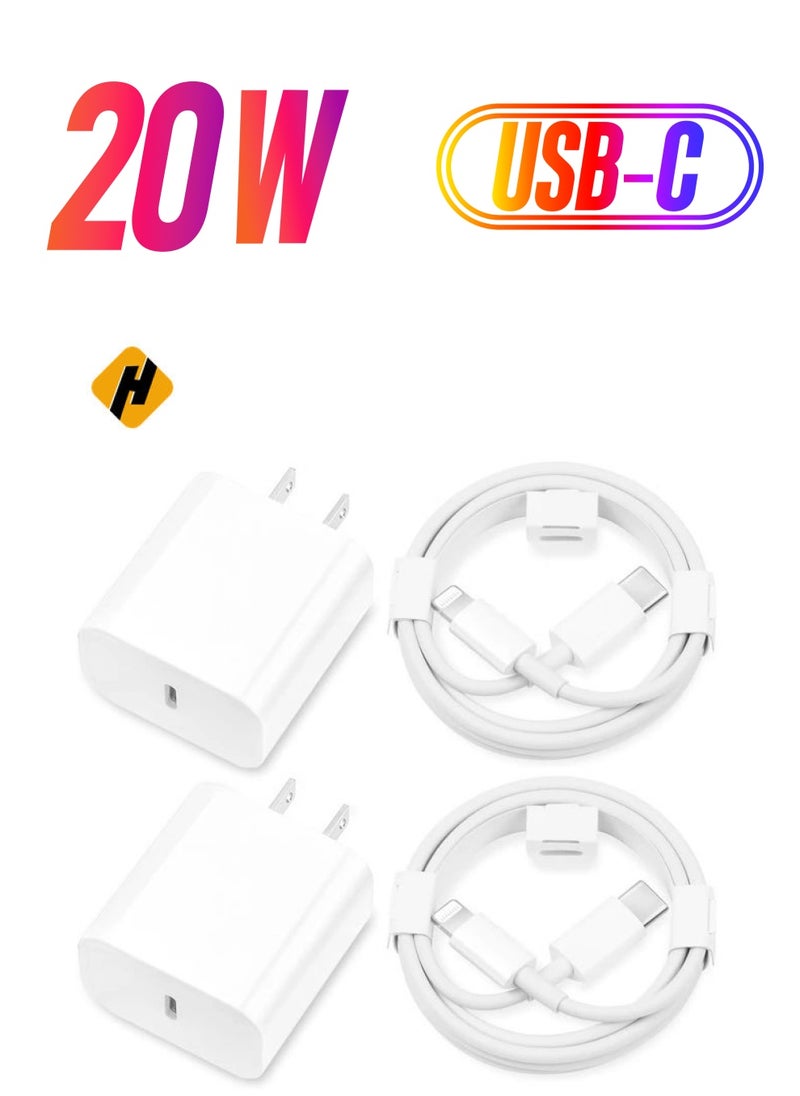 HuHa - i.Phone Charger Fast Charging,[MFi Certified] 2Pack 20W Type C Fast Charger Block with 6FT USB C Charger Cable Compatible for i.Phone 14/13/12/11 Pro Max/11/Xs Max/XR/X,i.Pad,AirPods Pro - Image 1