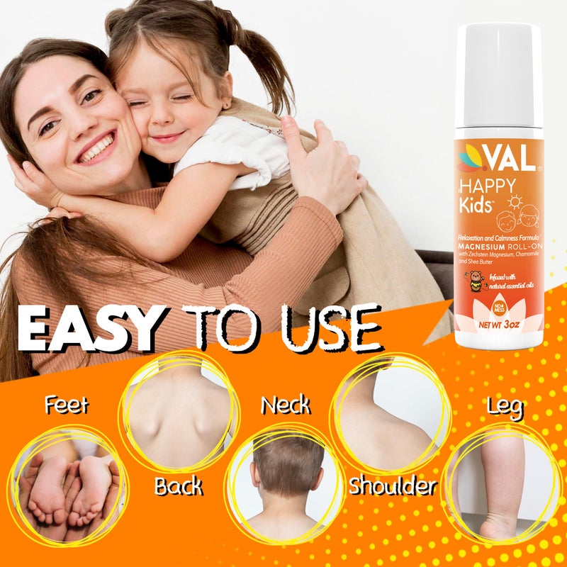 VAL Magnesium Roll-On for Kids | Gentle Zechstein Magnesium Chloride | Relaxation for Daytime & Bedtime | Calm & Mood Support | with Chamomile, Shea Butter & Essential Oils | USA Made | 3oz - Image 3