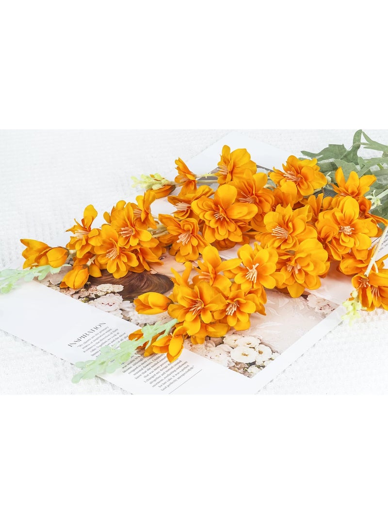KASTWAVE 6PCS Silk Delphinium Artificial Flowers in Orange - 34in Long Stem Faux Larkspur Arrangements, Real Touch for Vases Home Wedding Party Decor  - Image 4
