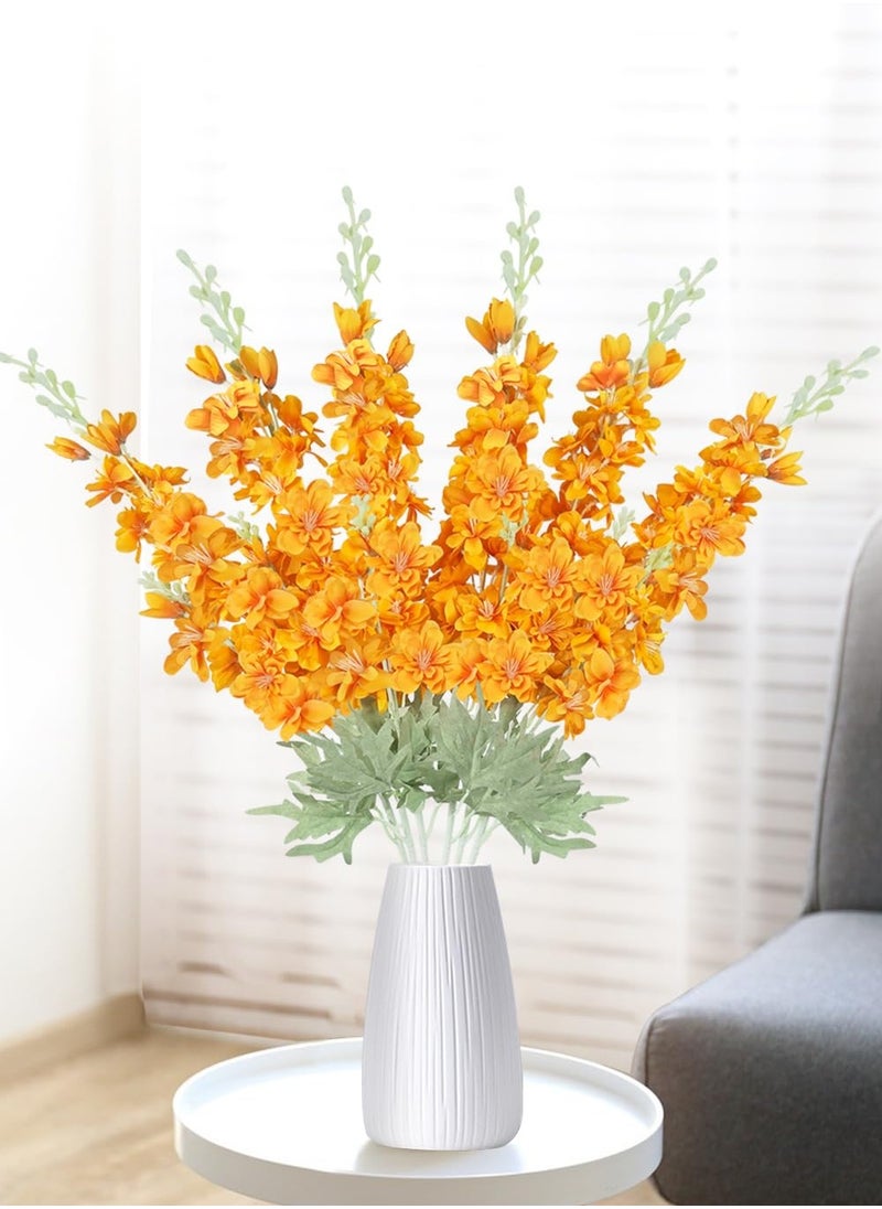 KASTWAVE 6PCS Silk Delphinium Artificial Flowers in Orange - 34in Long Stem Faux Larkspur Arrangements, Real Touch for Vases Home Wedding Party Decor  - Image 5