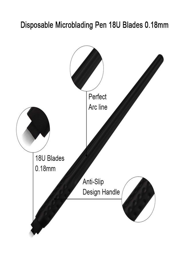 Guapa 20pcs Black Disposable Microblading Manual Pen with Needle and Cap Permanent Makeup 18U Blades 0.18MM (18U 20pcs - Image 3