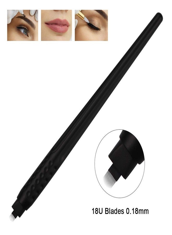 Guapa 20pcs Black Disposable Microblading Manual Pen with Needle and Cap Permanent Makeup 18U Blades 0.18MM (18U 20pcs - Image 2