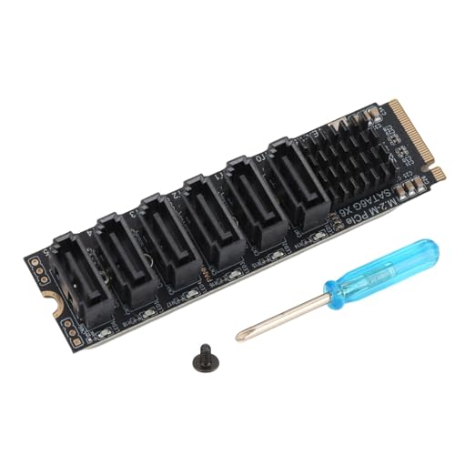 Zunate M.2 SATA PCI Express to SATA 3.0 6Gbps 6 Ports Adapter Converter, PCIE3.0 X2 16Gbps, Downstream SATA3.0 6Gbps x 5, for Thunderbolt Expansion - Image 1