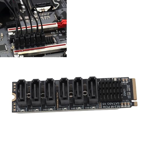 Zunate M.2 SATA PCI Express to SATA 3.0 6Gbps 6 Ports Adapter Converter, PCIE3.0 X2 16Gbps, Downstream SATA3.0 6Gbps x 5, for Thunderbolt Expansion - Image 3