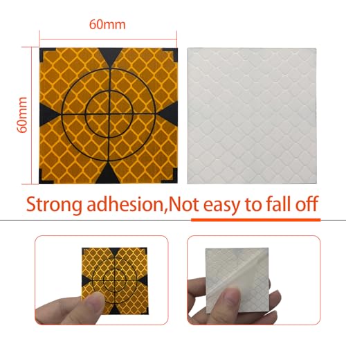 Liyuusi 60X60MM 100PCS Reflective Sheet for Total Stations Paste Up Reflector, Survey Target Mark with Black Triangle Reflector Targets for Total Stations,Yellow - Image 3