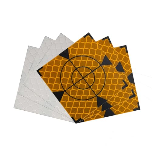 Liyuusi 60X60MM 100PCS Reflective Sheet for Total Stations Paste Up Reflector, Survey Target Mark with Black Triangle Reflector Targets for Total Stations,Yellow - Image 1