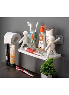 Mishrit Mishrit Unique Design Self Adhesive Wall Mounted Multipurpose Plastic Shelf for Kitchen, Bathroom, Living Room and Office  - Image 2