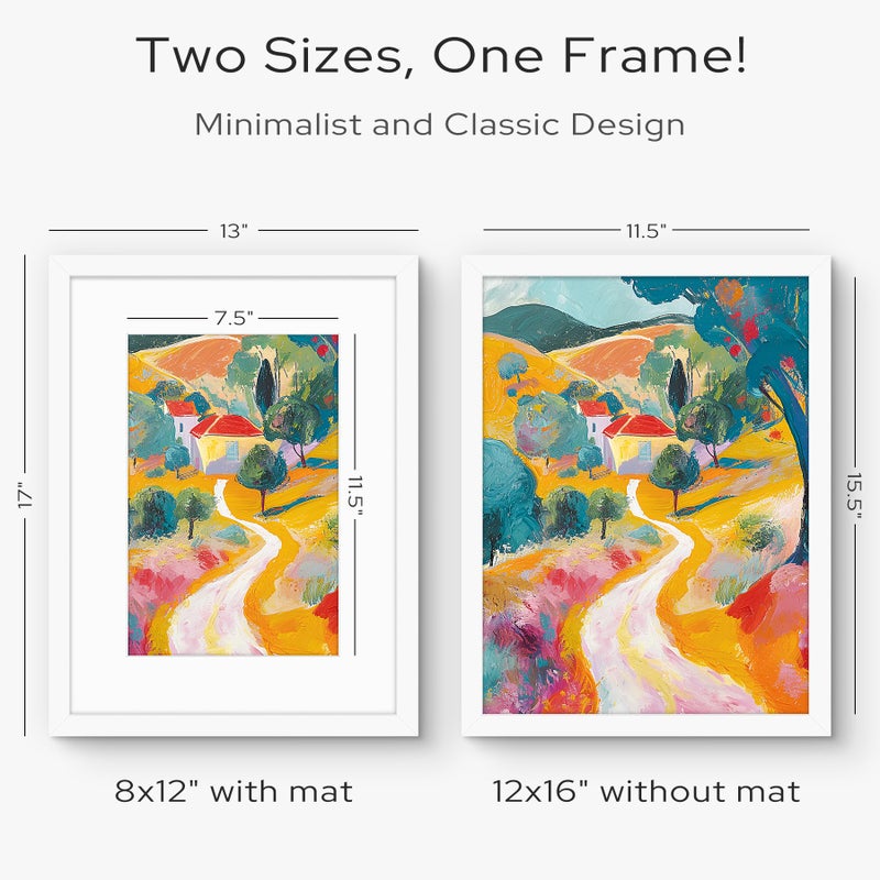 Golden State Art, Wall Photo Frame Collection, 12x16 Photo Wood Frame with White Mat & Real Glass for 8x12 Picture, White - Image 2